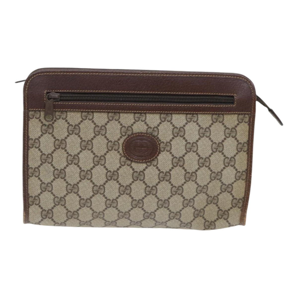 GUCCI GG Supreme Clutch Bag PVC Beige 014 115 6863 Auth bs17950