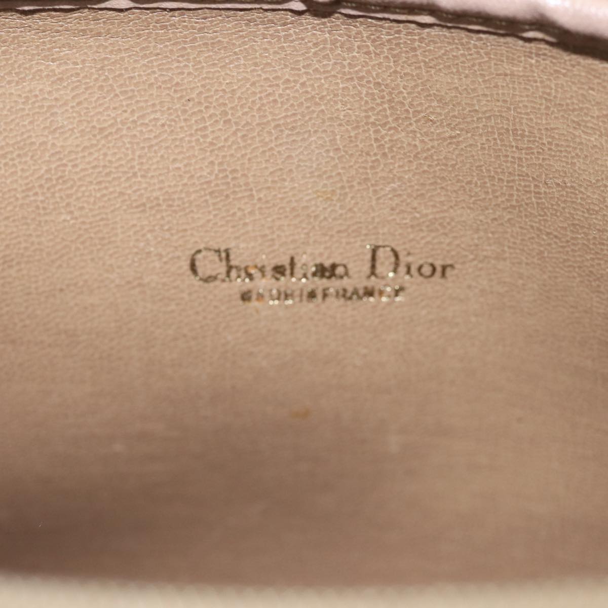 Christian Dior Honeycomb Canvas Clutch Bag PVC Leather Beige Auth bs17952