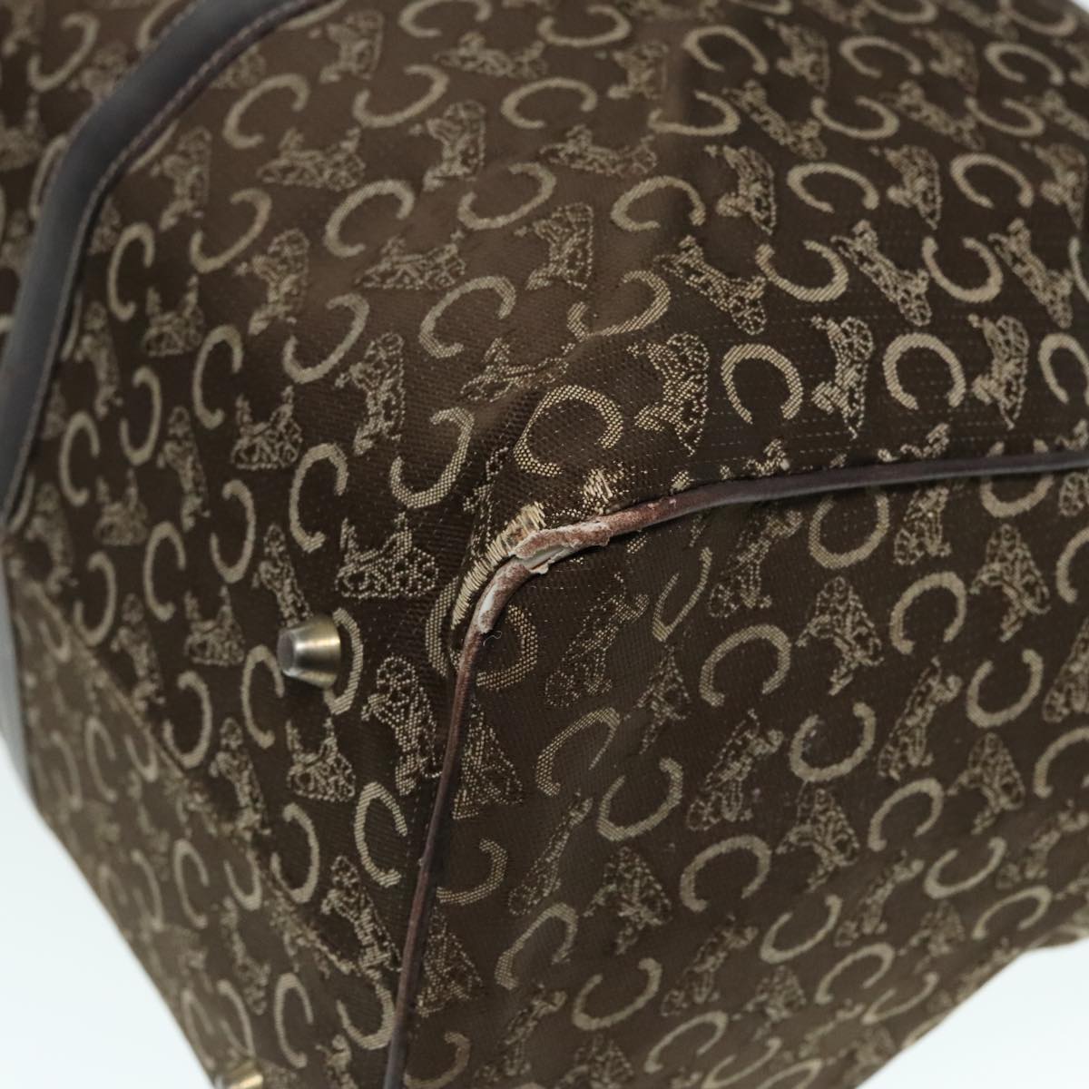 CELINE C Sulky Boston Bag Canvas Brown Gold Auth bs17953