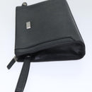 BURBERRY Clutch Bag Leather Black Silver Auth bs17954-4