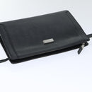 BURBERRY Clutch Bag Leather Black Silver Auth bs17954-5