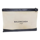 BALENCIAGA Clutch Bag Canvas White Black Silver 373840 Auth bs17958-1