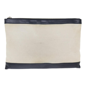 BALENCIAGA Clutch Bag Canvas White Black Silver 373840 Auth bs17958 - 0