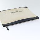 BALENCIAGA Clutch Bag Canvas White Black Silver 373840 Auth bs17958-5