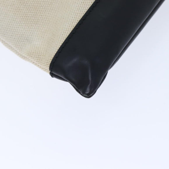 BALENCIAGA Clutch Bag Canvas White Black Silver 373840 Auth bs17958