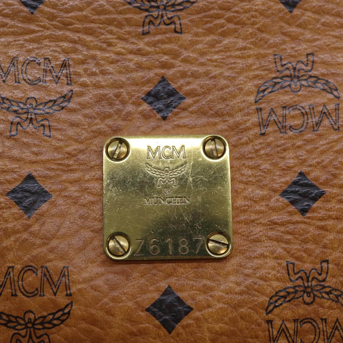 MCM Vicetos Logogram Clutch Bag PVC Leather Brown Auth bs17966