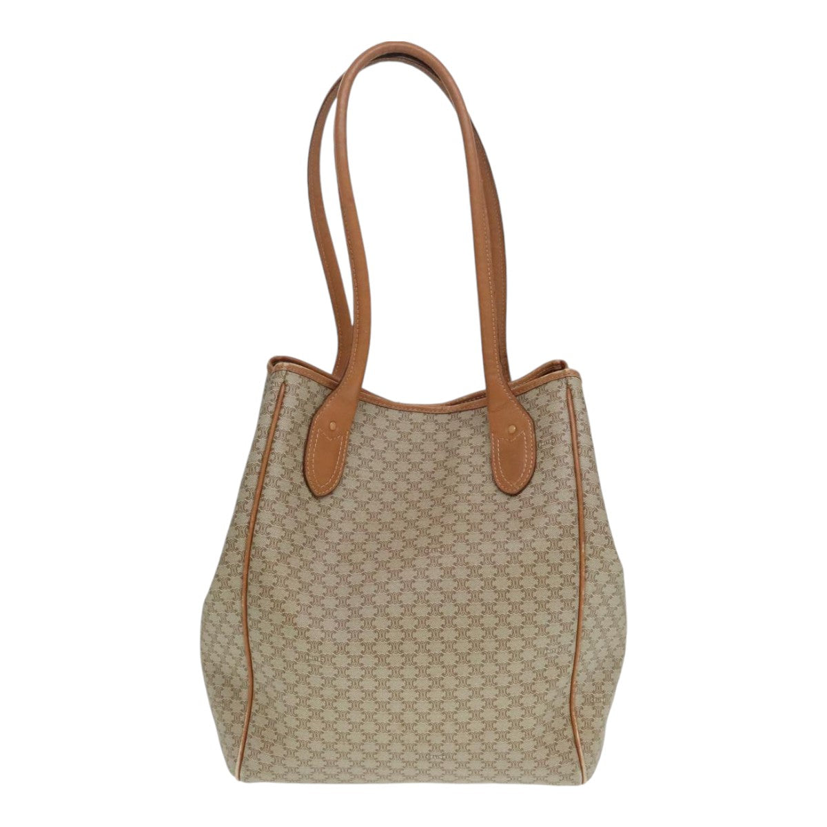 CELINE Macadam Canvas Tote Bag Beige Gold Auth bs17978 - 0