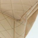 CHANEL Shoulder Bag Calf Skin Beige Gold CC Auth bs17980-16