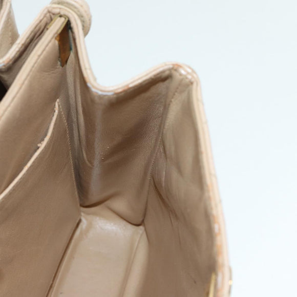 CHANEL Shoulder Bag Calf Skin Beige Gold CC Auth bs17980