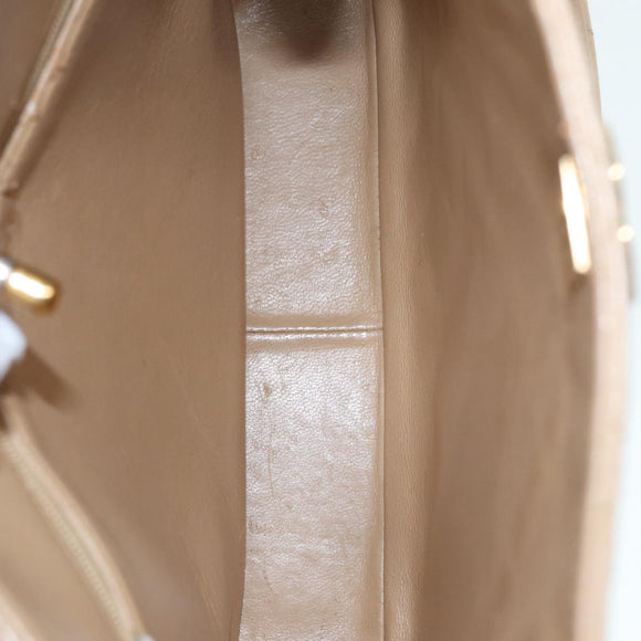 CHANEL Shoulder Bag Calf Skin Beige Gold CC Auth bs17980