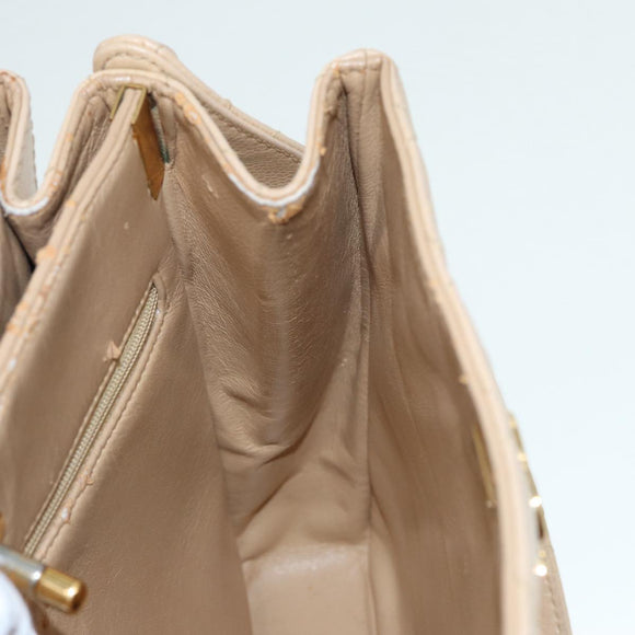 CHANEL Shoulder Bag Calf Skin Beige Gold CC Auth bs17980