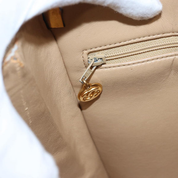 CHANEL Shoulder Bag Calf Skin Beige Gold CC Auth bs17980
