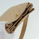 CHANEL Shoulder Bag Calf Skin Beige Gold CC Auth bs17980-6