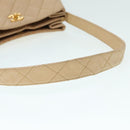 CHANEL Shoulder Bag Calf Skin Beige Gold CC Auth bs17980-7