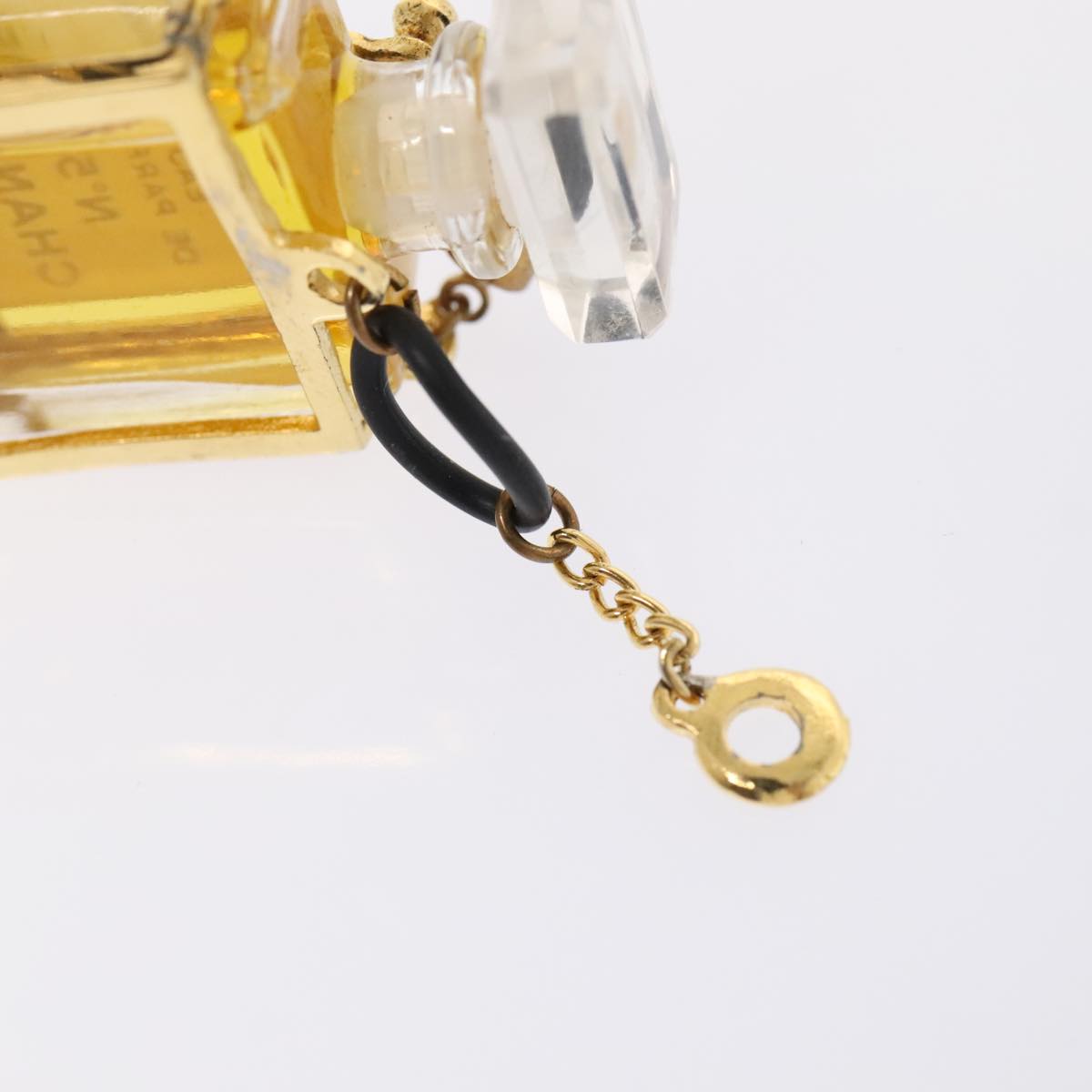 CHANEL Perfume No. 5 Necklace Metal Gold Black CC Auth bs17984