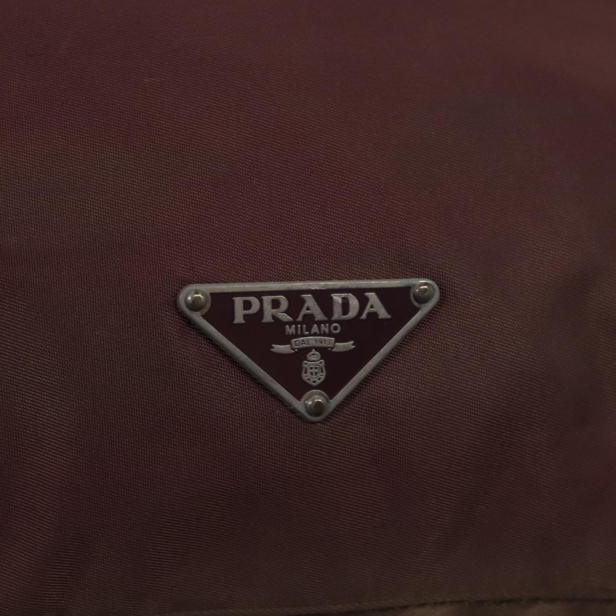 PRADA Tote Bag Nylon Red Silver Auth bs18010