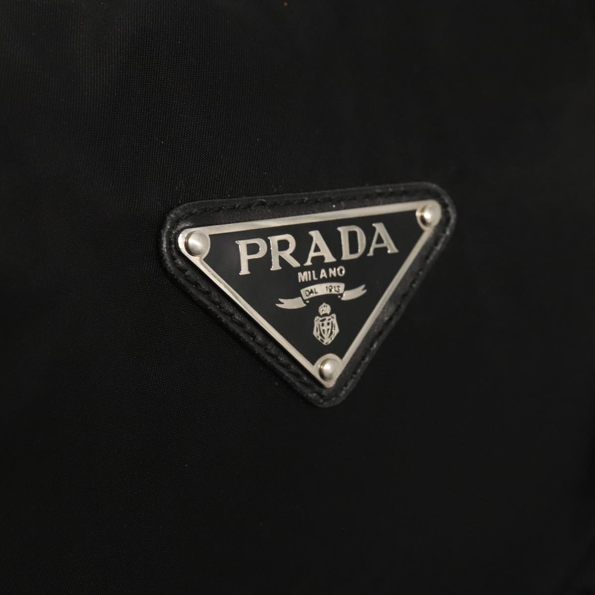 PRADA Boston Bag Nylon Black Silver Auth bs18026