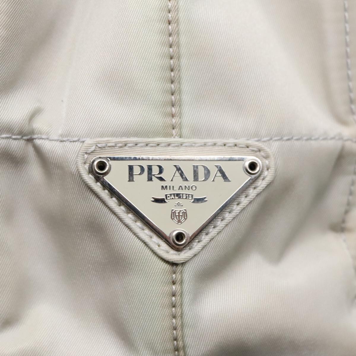 PRADA Shoulder Bag Nylon Gray Silver Auth bs18028