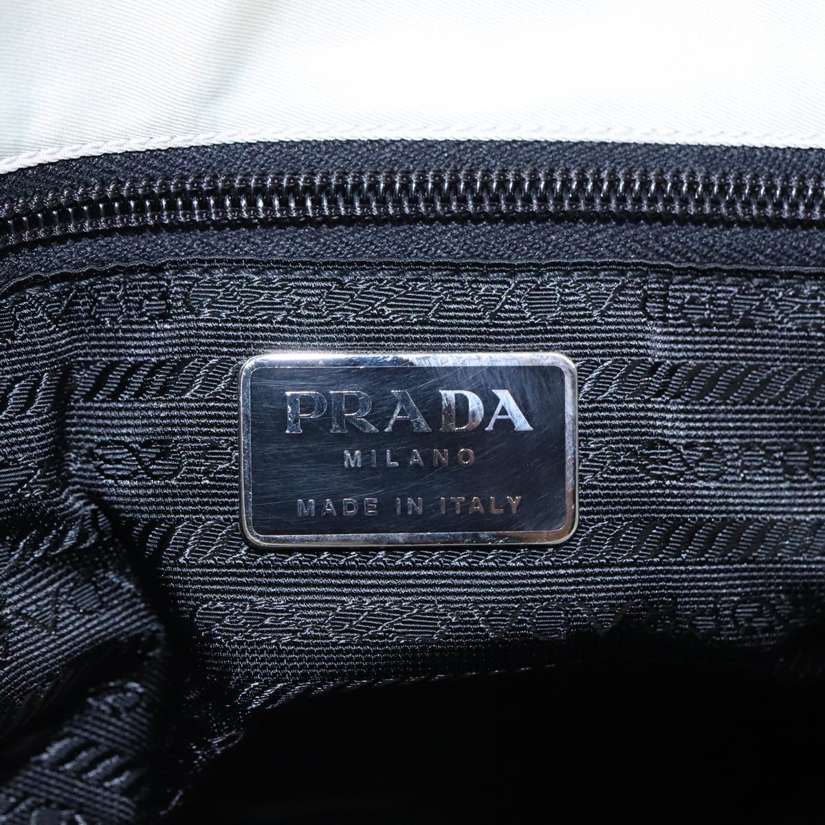 PRADA Shoulder Bag Nylon Gray Silver Auth bs18028