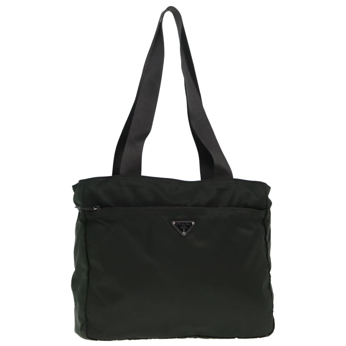 PRADA Tote Bag Nylon Green Silver Auth bs18029