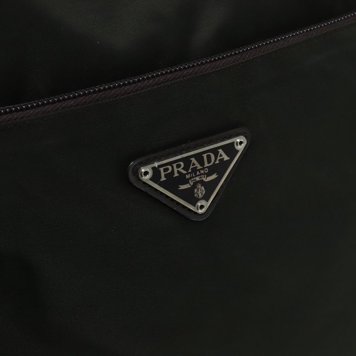 PRADA Tote Bag Nylon Green Silver Auth bs18029