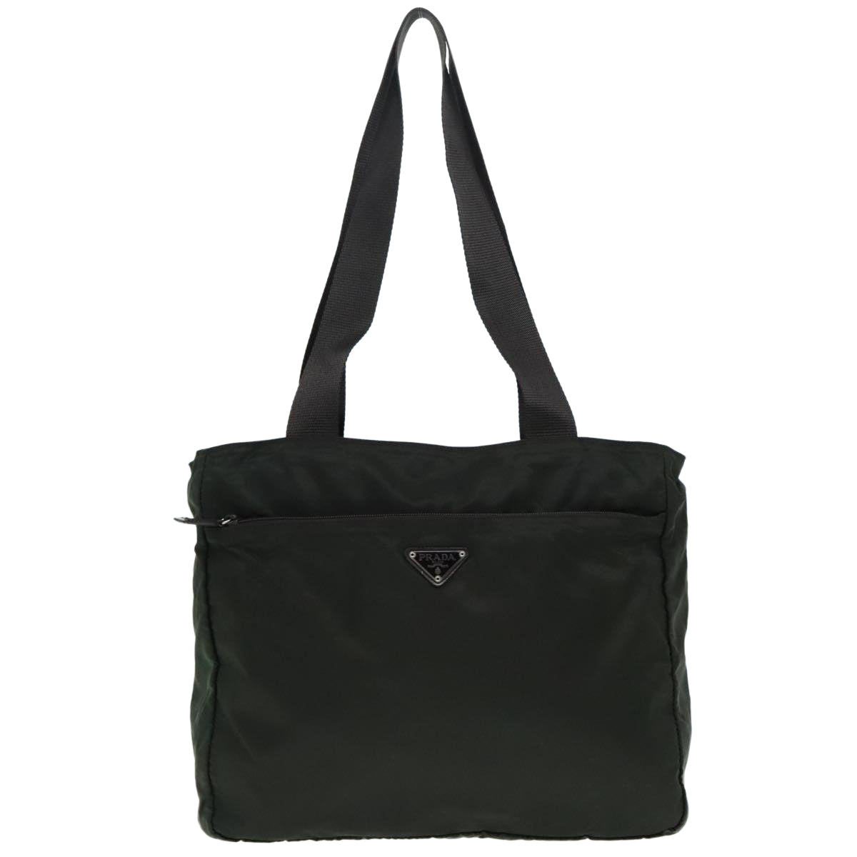 PRADA Tote Bag Nylon Green Silver Auth bs18029