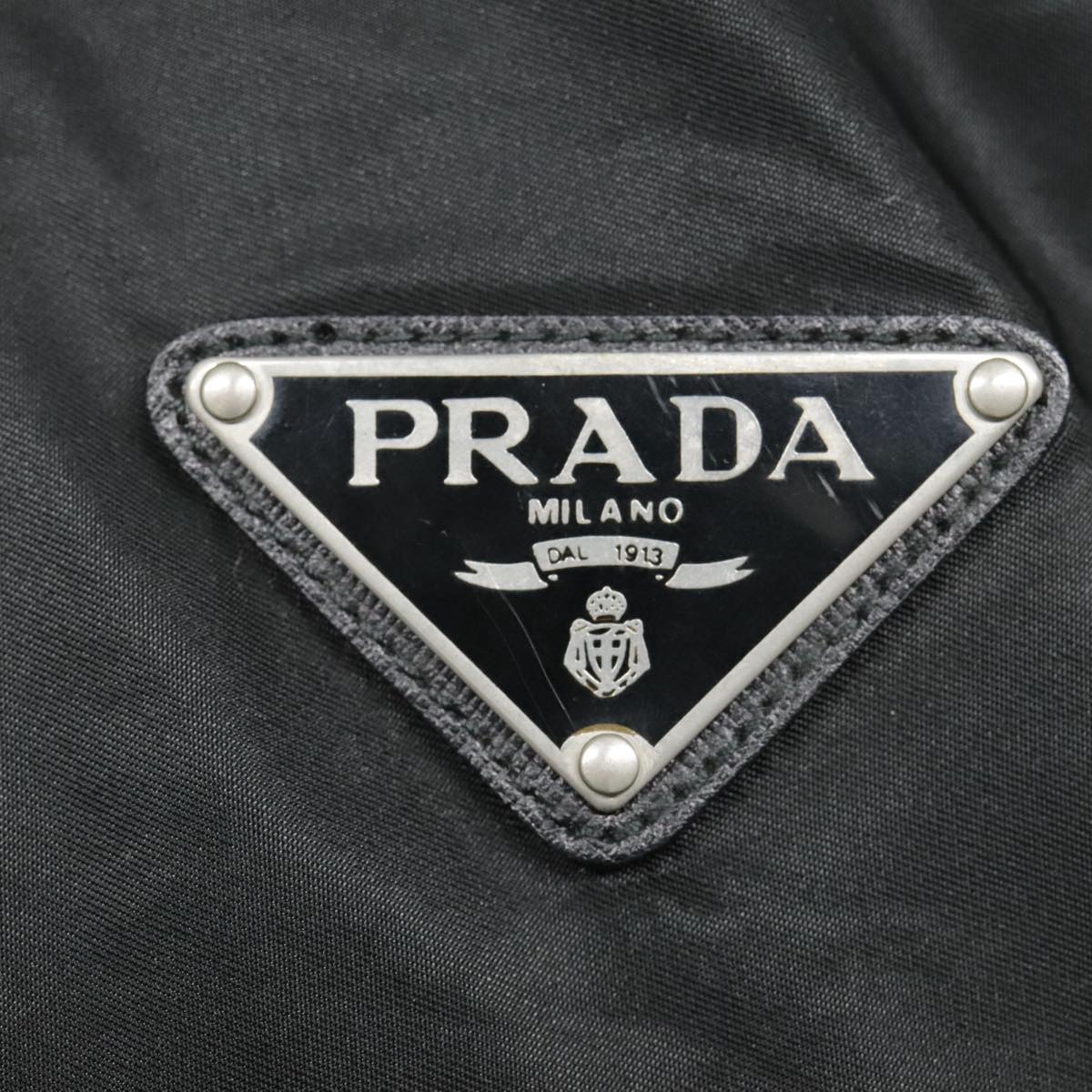 PRADA Boston Bag Nylon Black Silver Auth bs18030