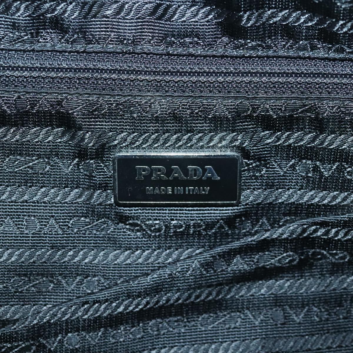 PRADA Tote Bag Nylon Black Silver Auth bs18031