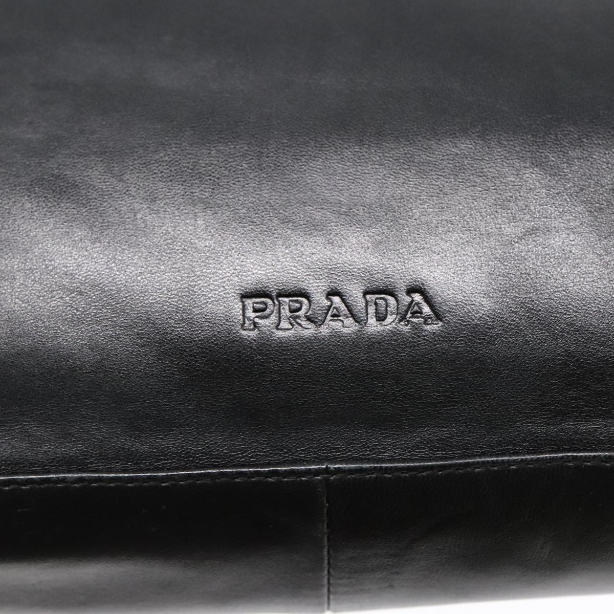 PRADA Shoulder Bag Leather Black Auth bs18033