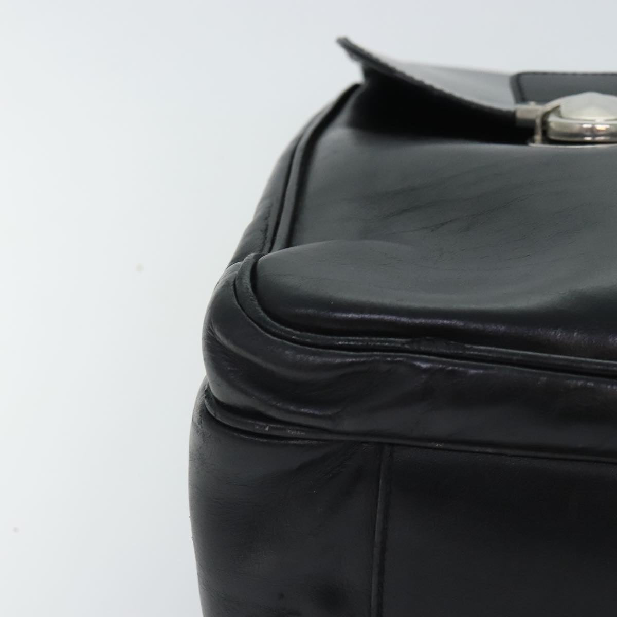 PRADA Business Bag Leather Black Auth bs18036