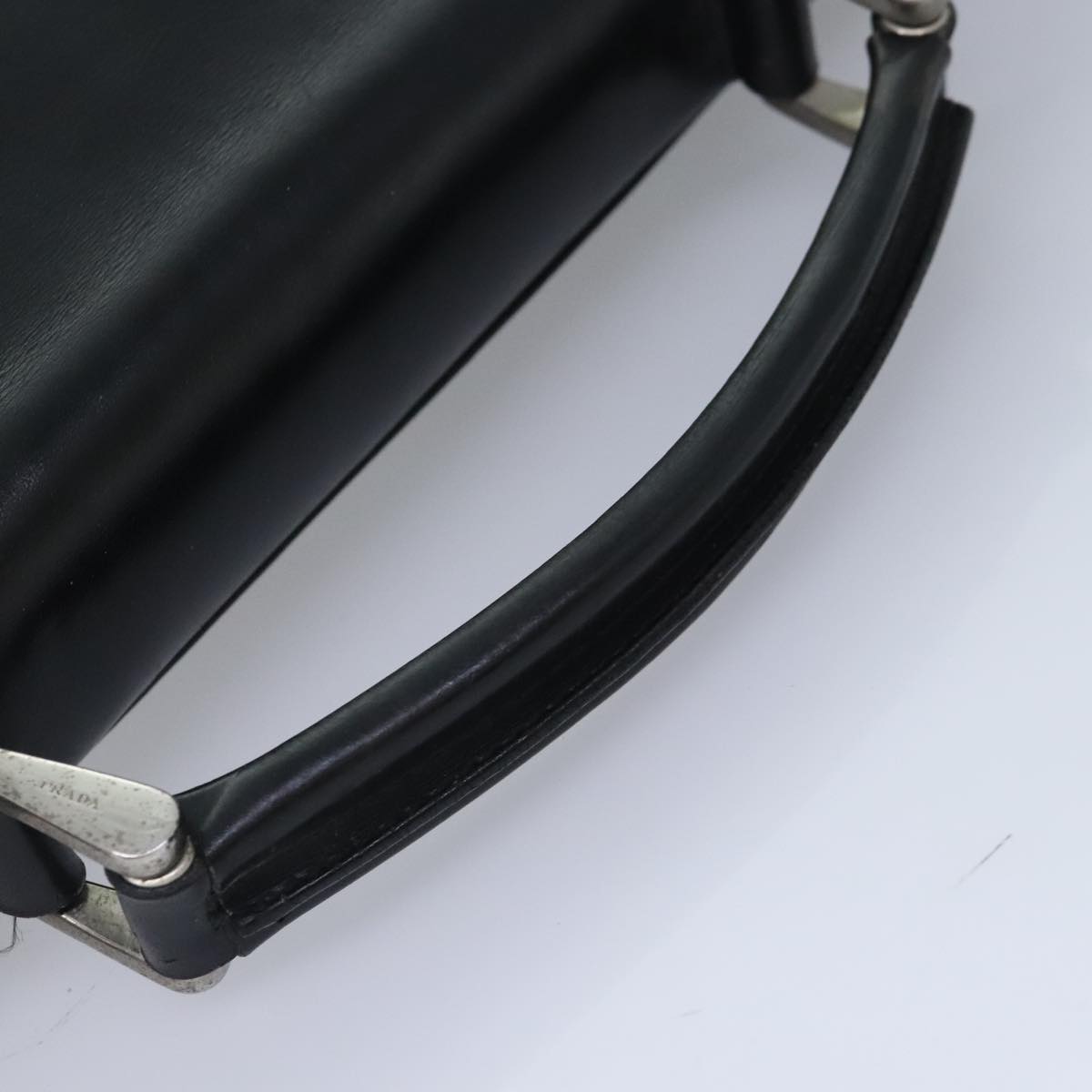 PRADA Business Bag Leather Black Auth bs18036