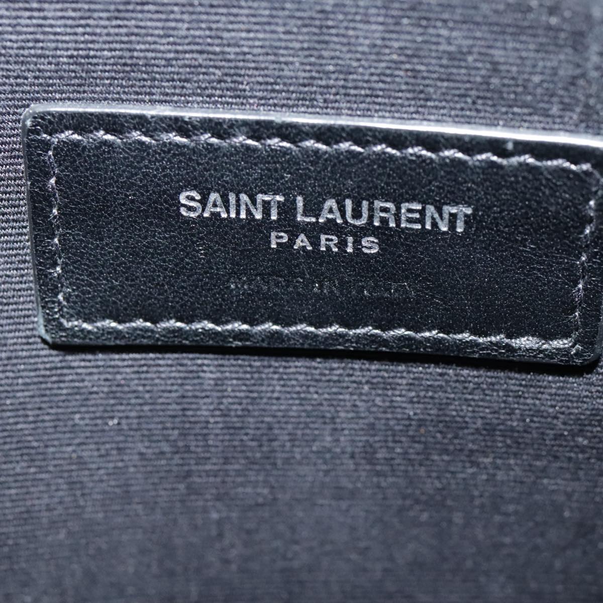 SAINT LAURENT Clutch Bag Enamel Silver Auth bs18043