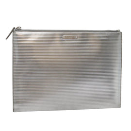 SAINT LAURENT Clutch Bag Enamel Silver Auth bs18043
