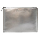 SAINT LAURENT Clutch Bag Enamel Silver Auth bs18043-13