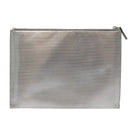 SAINT LAURENT Clutch Bag Enamel Silver Auth bs18043-2
