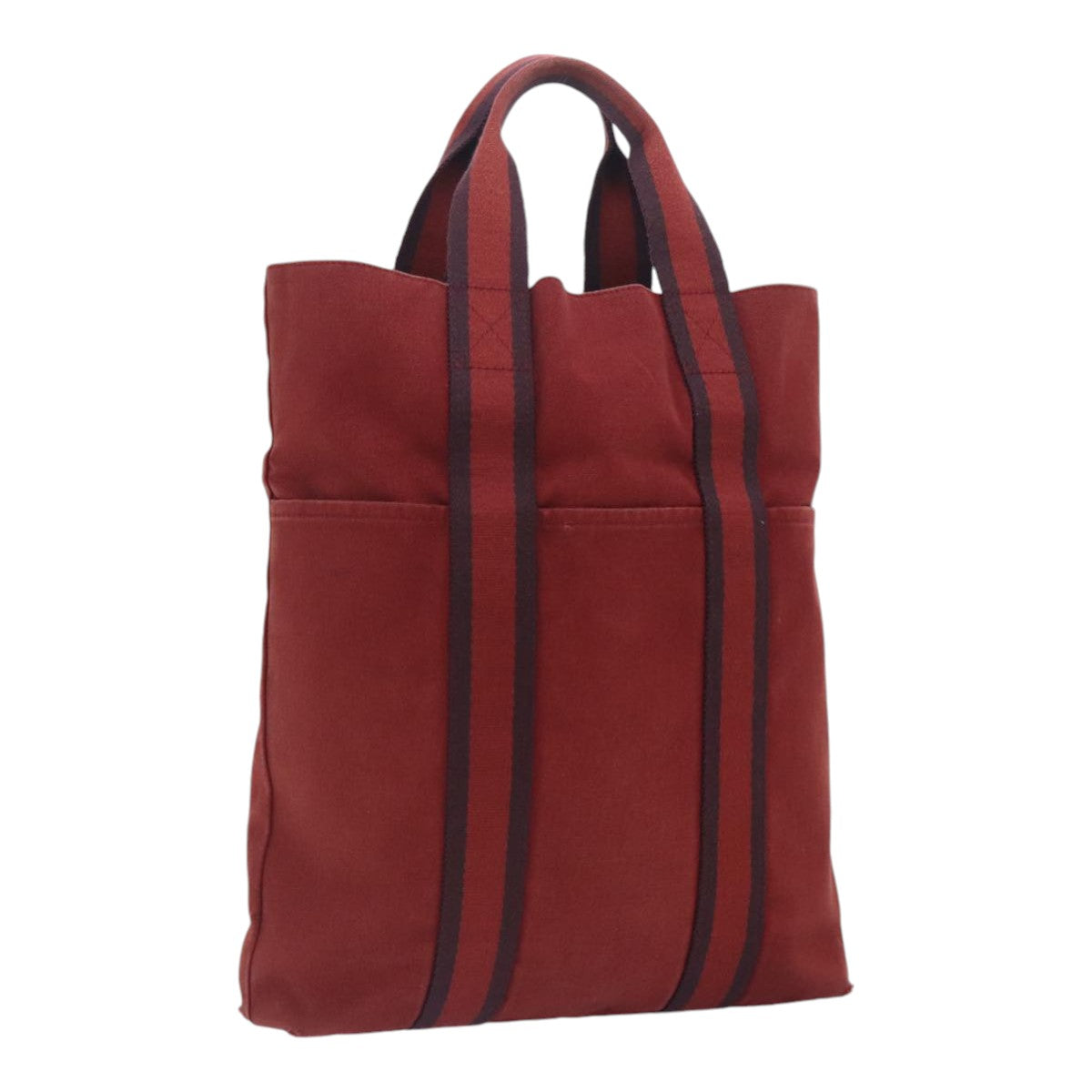 HERMES Fourre Tout Cabas Tote Bag Canvas Red Navy Auth bs18057