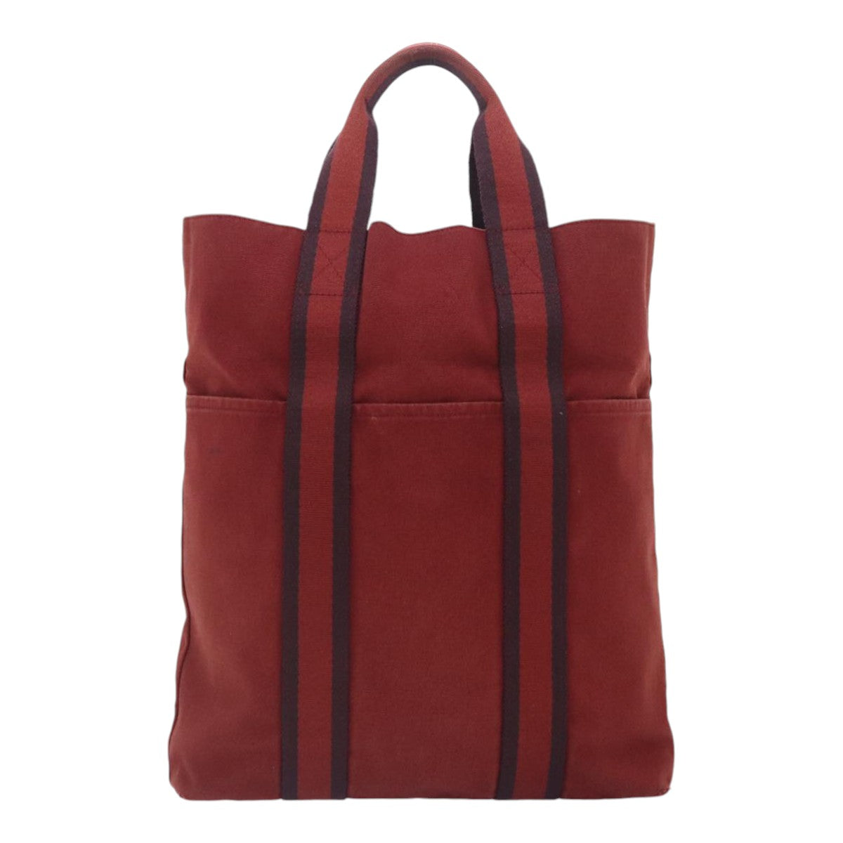 HERMES Fourre Tout Cabas Tote Bag Canvas Red Navy Auth bs18057