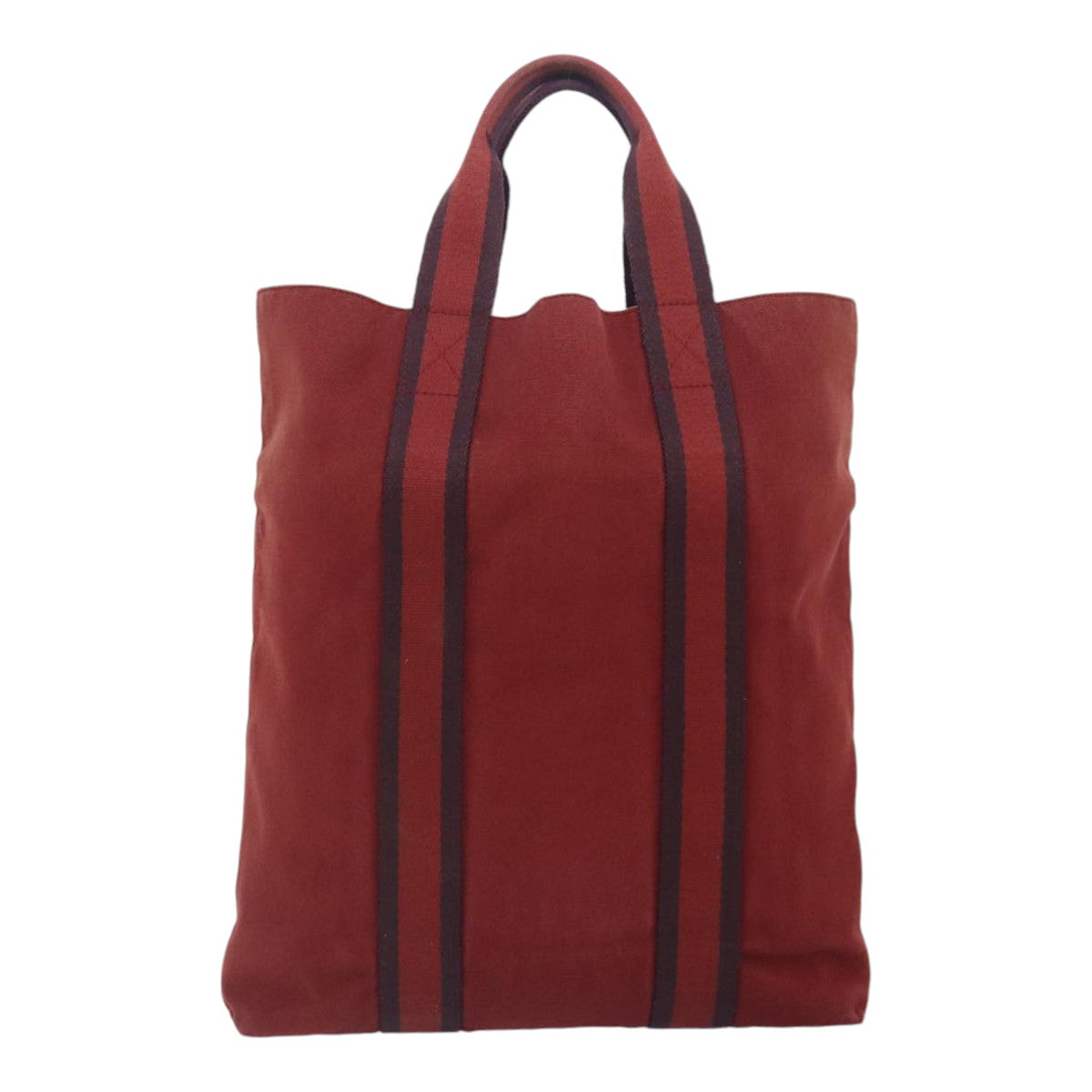 HERMES Fourre Tout Cabas Tote Bag Canvas Red Navy Auth bs18057 - 0