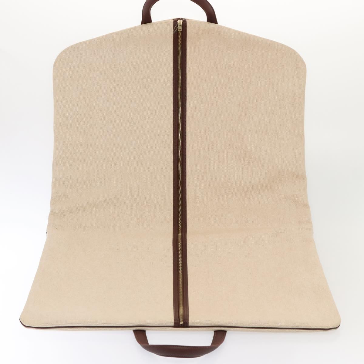 HERMES Victoria Garment Cover Coated Canvas Beige Brown Auth bs18058