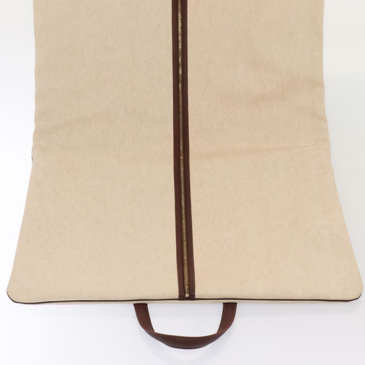 HERMES Victoria Garment Cover Coated Canvas Beige Brown Auth bs18058