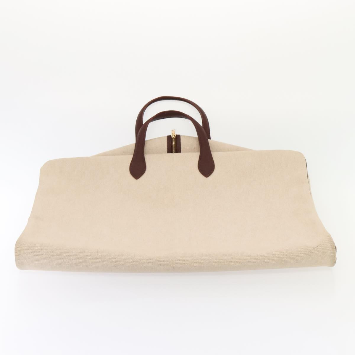 HERMES Victoria Garment Cover Coated Canvas Beige Brown Auth bs18058