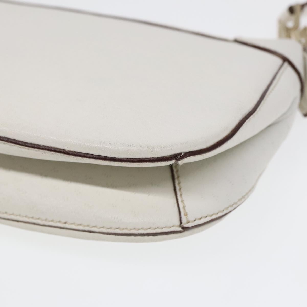 Salvatore Ferragamo Shoulder Bag Leather Gold White Auth bs18079