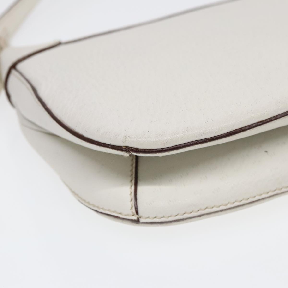 Salvatore Ferragamo Shoulder Bag Leather Gold White Auth bs18079