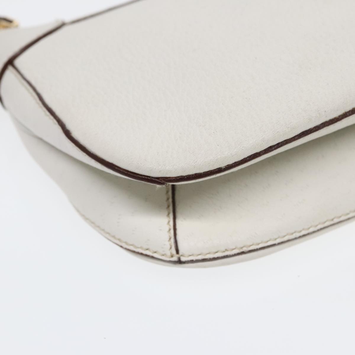 Salvatore Ferragamo Shoulder Bag Leather Gold White Auth bs18079