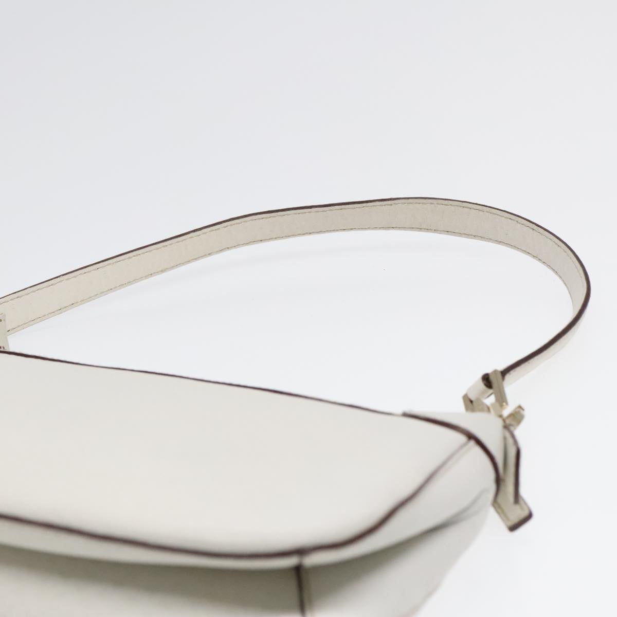 Salvatore Ferragamo Shoulder Bag Leather Gold White Auth bs18079