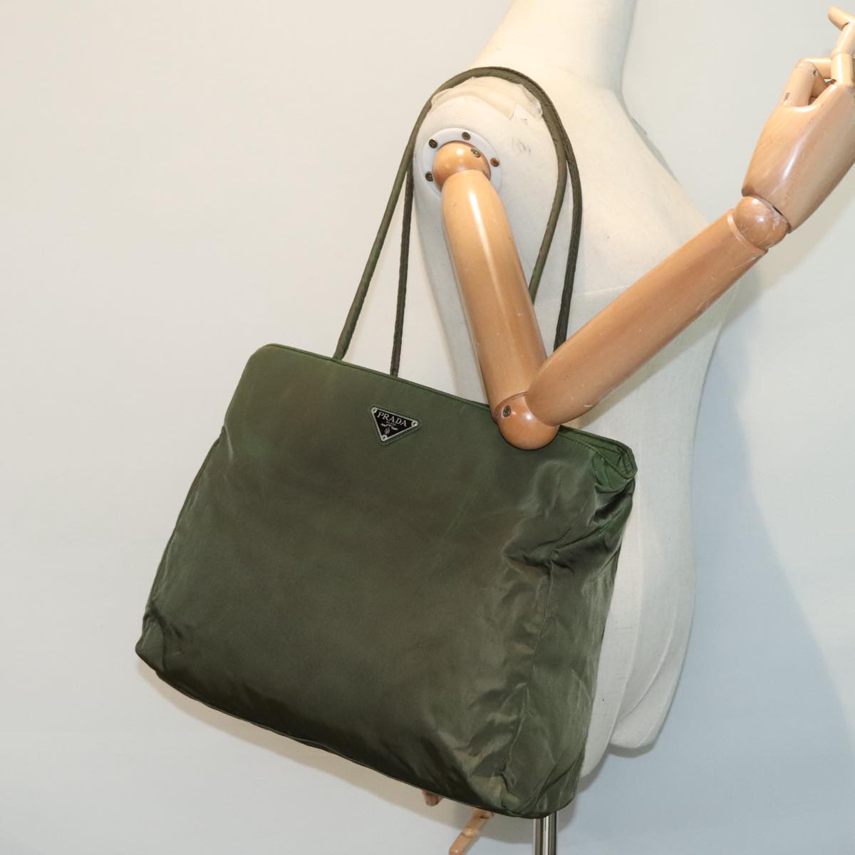 PRADA Tote Bag Nylon Green Auth bs18088