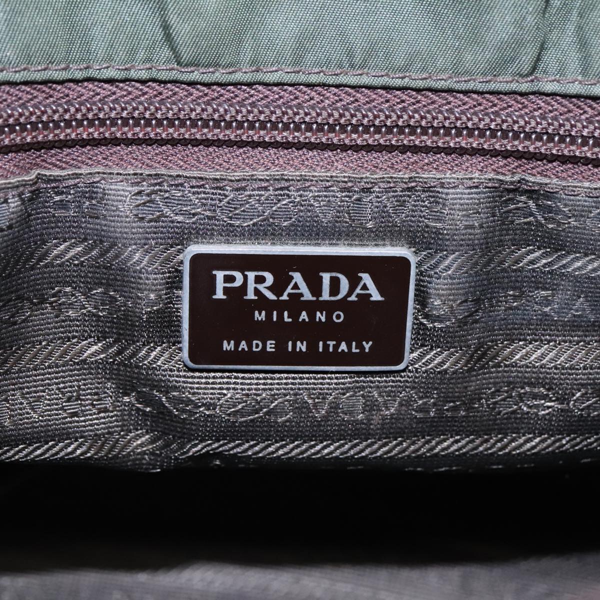 PRADA Hand Bag Nylon Green Auth bs18090