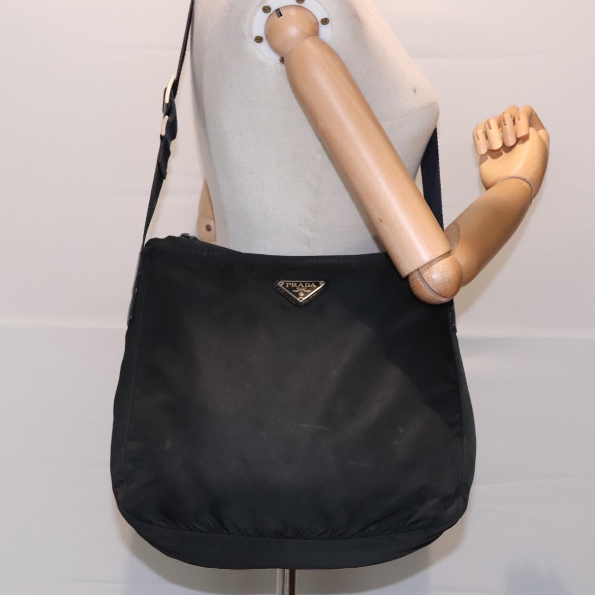 PRADA Shoulder Bag Nylon Black Auth bs18091