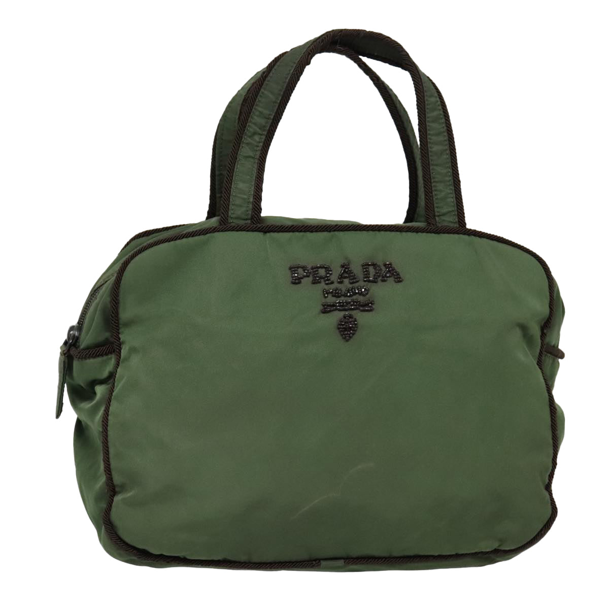 PRADA Hand Bag Nylon Green Auth bs18092