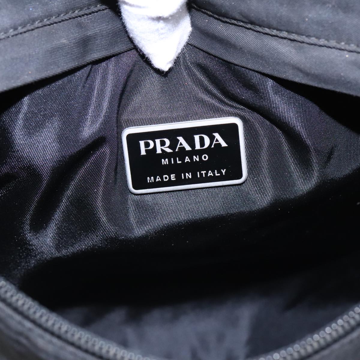 PRADA Shoulder Bag Nylon Black Auth bs18093